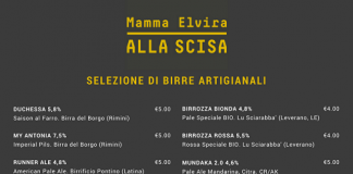 menù birre mamma elvira alla scisa