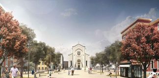 rendering piazza redentore - vista chiesa