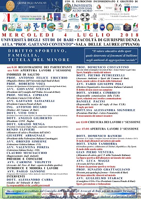 locandina convegno diritto sportivo