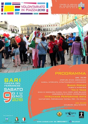 locandina volontariato in piazza bari