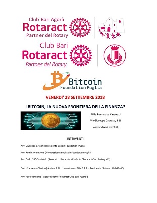 locandina convegno criptovalute e bitcoin