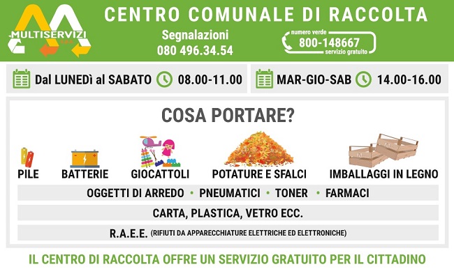 banner nuovi orari centro comunale di raccolta