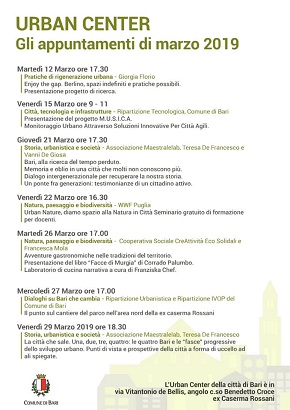 locandina eventi di marzo all'urban center