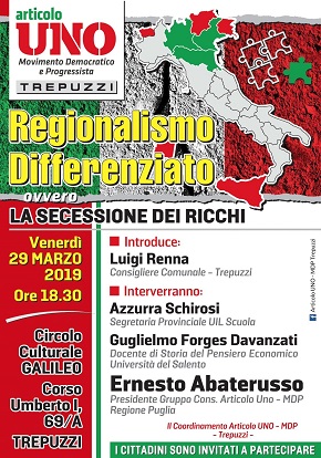 locandina iniziativa autonomia differenziata