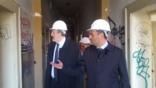 sopralluogo sul cantiere del polo bibliotecario regionale nella ex caserma rossani