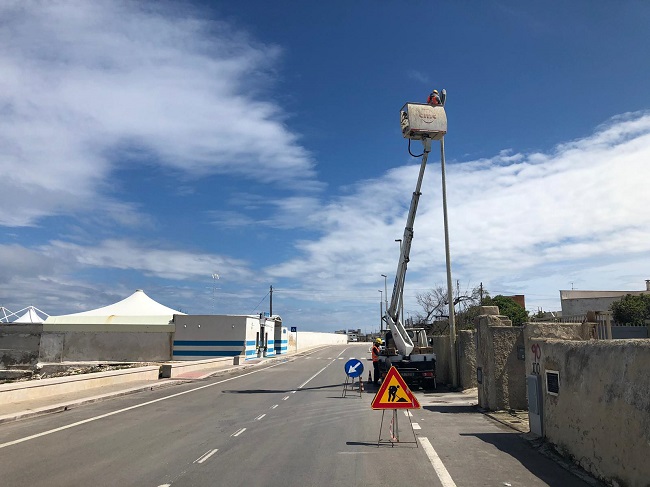 lavori impianto di illuminazione strada della marina