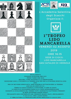 locandina trofeo di scacchi al lido mancarella