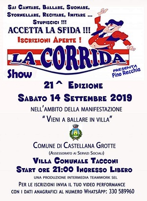 locandina selezioni per la corrida show di castellana grotte