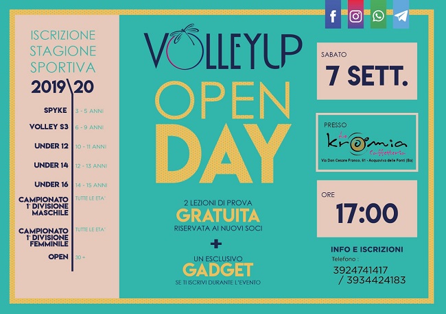 banner open day della volleyup acquaviva