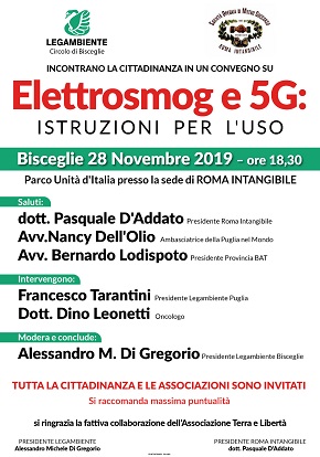 Legambiente Bisceglie: meeting esplicativo su “Elettrosmog e 5G” - Puglia News 24