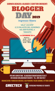 locandina evento dedicato a blogger e scrittori emergenti