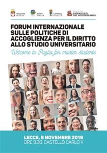 locandina forum internazionale su accoglienza e diritto allo studio universitario