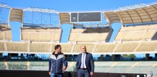 sopralluogo assessori galasso e petruzzelli allo stadio dopo i danni alla copertura