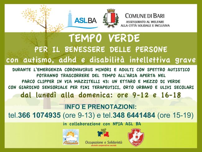 tempo verde per persone con spettro autismo - locandina