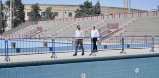 il punto sulla situazione dello stadio del nuoto inagibile nelle aree esterne - sopralluogo petruzzelli