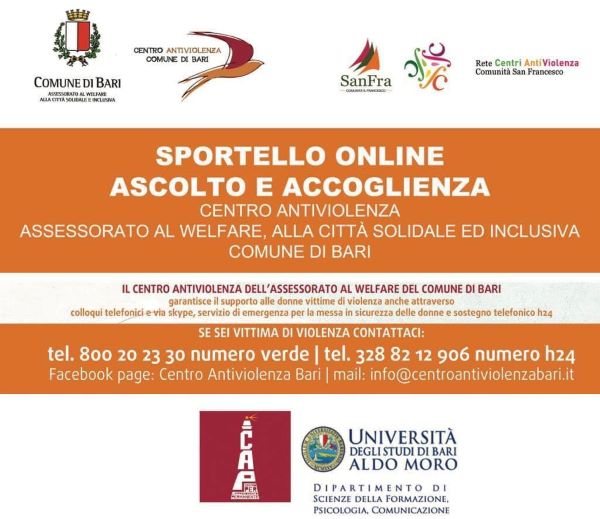 locandina sportello online antiviolenza uniba