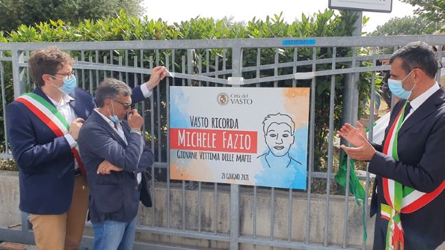 il sindaco oggi a vasto - intitolazione villa comunale a michele fazio