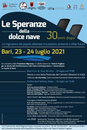 al via il programma di iniziative per il trentennale dell'arrivo della vlora - locandina convegno