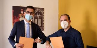 il rettore, francesco cupertino con il presidente della fondazione ORO6, alessandro epifani