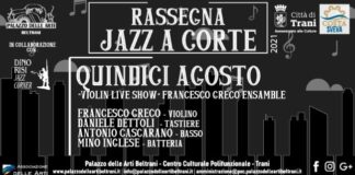 locandina orizzontale jazz a corte, violin live show con francesco greco ensemble