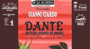 locandina prima assoluta dello spettacolo di gianni ciardo su dante alighieri, palazzo beltrani