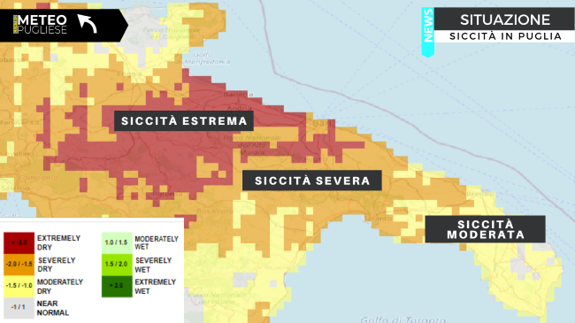 siccità, la mappa del centro meteo pugliese