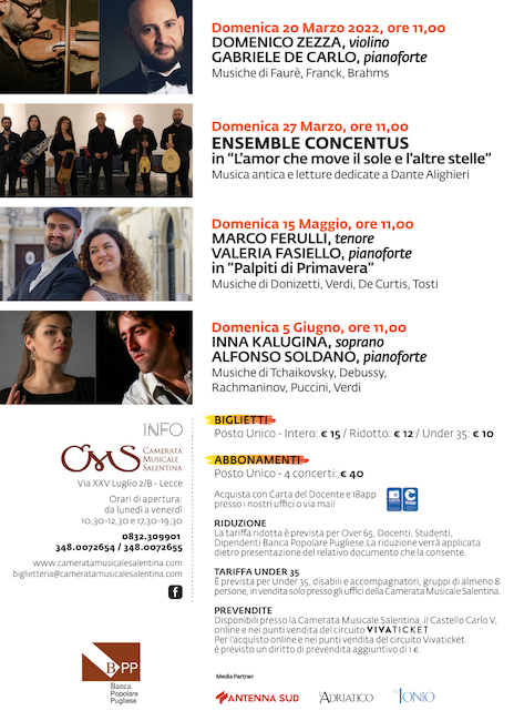 Ensemble Concentus porta in scena “L’Amor che move il Sole e l’altre Stelle” a Lecce