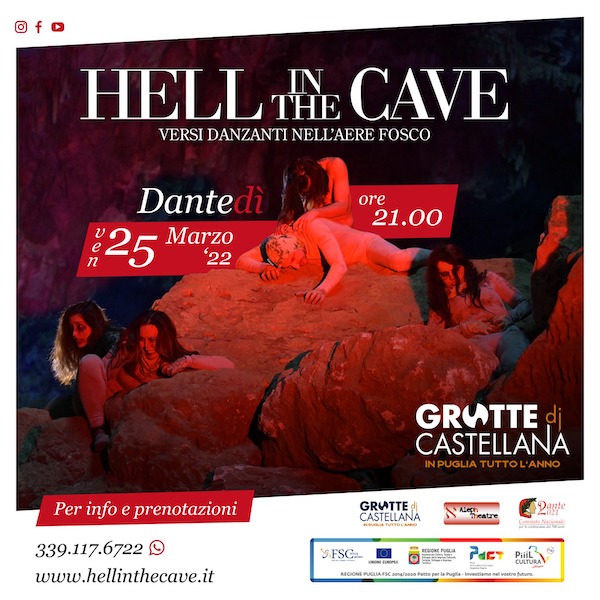 Dantedì alle Grotte di Castellana, il 25 marzo il primo evento di Hell in the Cave