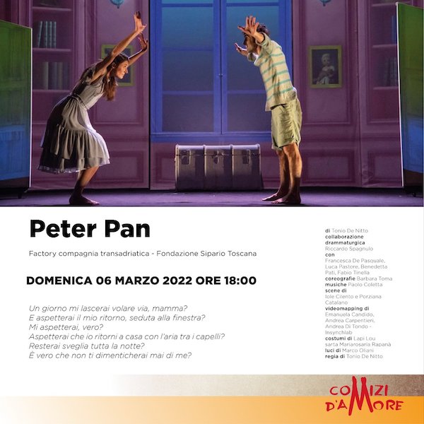 Manfredonia, “Peter Pan” al Teatro Comunale “Lucio Dalla”