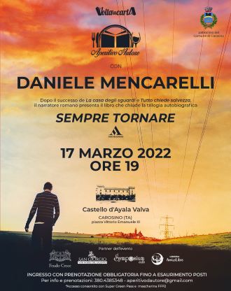 locandina aperitivo d'autore con daniele mencarelli