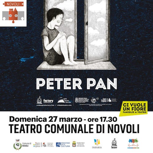 “Peter Pan”, in scena oggi al Teatro Comunale di Novoli