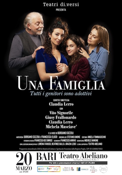 Bari, il 20 marzo al Teatro Abeliano va in scena “Una famiglia”