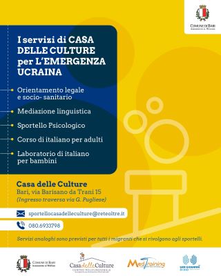 locandina emergenza ucraina - aperte iscrizioni per corsi di italiano a casa delle culture