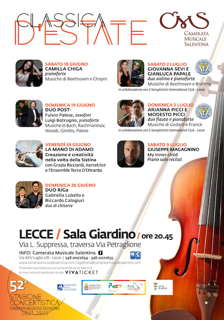 Lecce, “Classica d’Estate”: concerto di Giovanna Sevi e Gianluca Papale