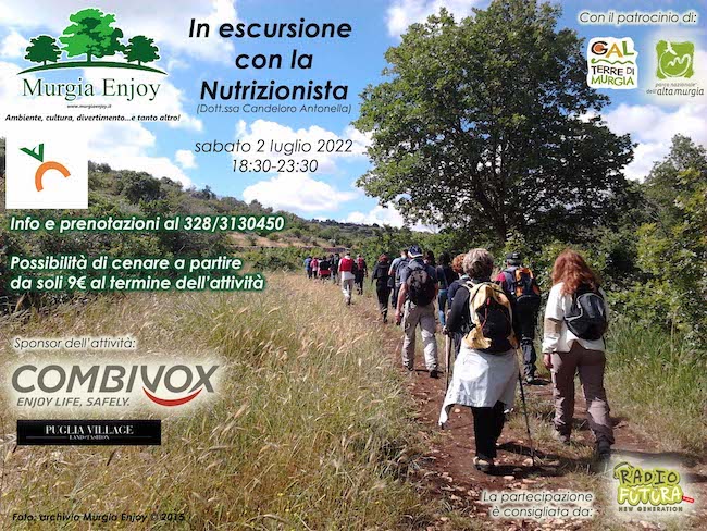 In escursione con la nutrizionista, il 2 luglio la nuova attività di Murgia Enjoy