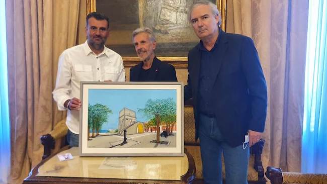 Bari, donato al sindaco un quadro di Saverio Violante