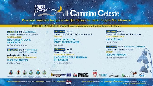 Puglia, “Il cammino celeste”: dal 25 luglio la settima edizione del Festival