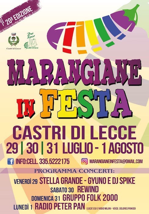 Marangiane in Festa dal 29 luglio all’1 agosto a Castrì di Lecce