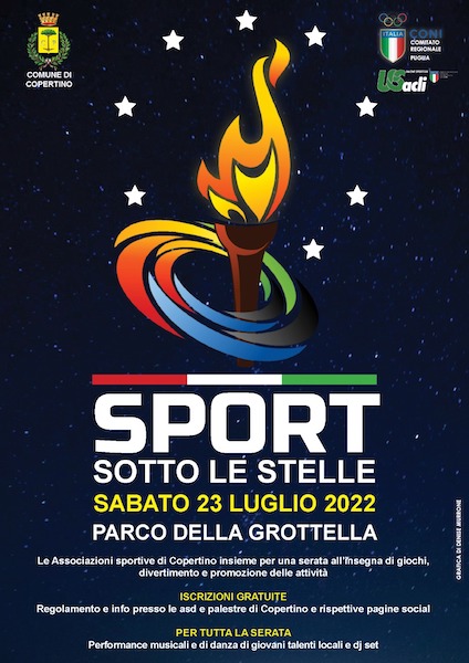 “Sport sotto le stelle” domani al  Parco della Grottella di Copertino
