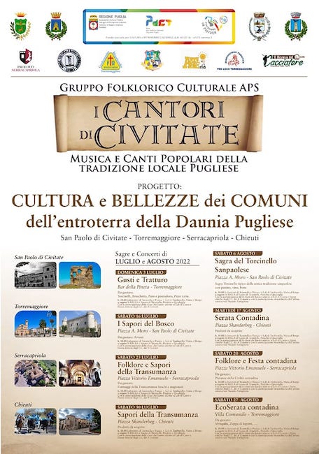 Puglia, I Cantori di Civitate: ecco gli appuntamenti di agosto 2022