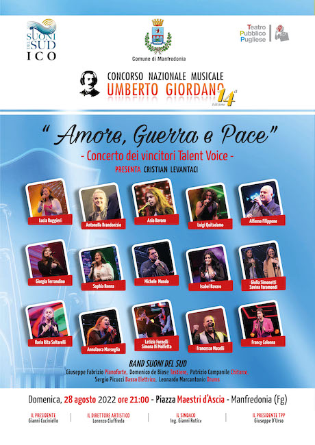 “Amore, Guerra e Pace”, oggi il concerto a Manfredonia