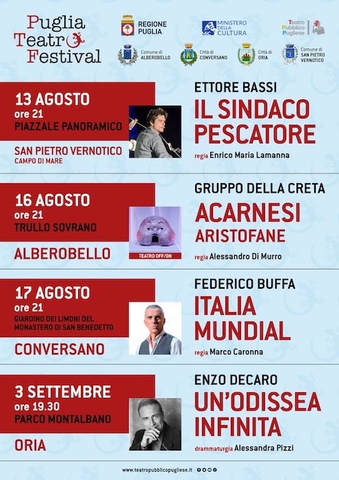 “Puglia Teatro Festival”, il 13 agosto “Il Sindaco Pescatore” con Ettore Bassi