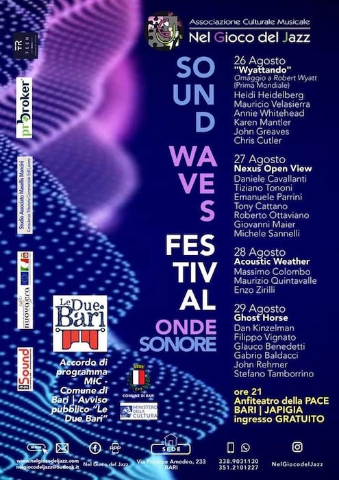 Bari, “Sound Waves Festival” dal 26 al 29 agosto 2022 Bari, “Sound Waves Festival” dal 26 al 29 agosto 2022
