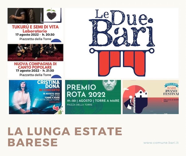 Bari, rassegne “Le due Bari” e “Festa del Mare”: gli eventi dal 17 al 21 agosto