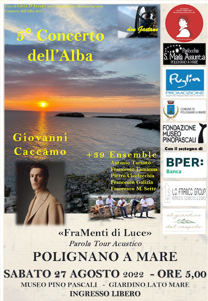 Polignano a Mare, “FramMentiD’ARTE”: concerto di Giovanni Caccamo