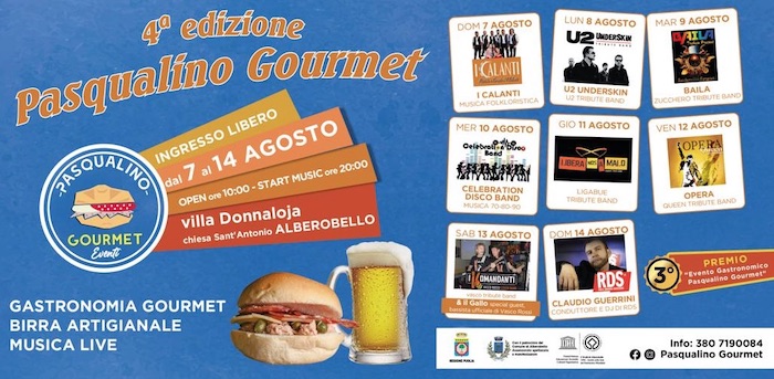 “Pasqualino Gourmet” ad Alberobello dal 7 al 14 agosto 2022