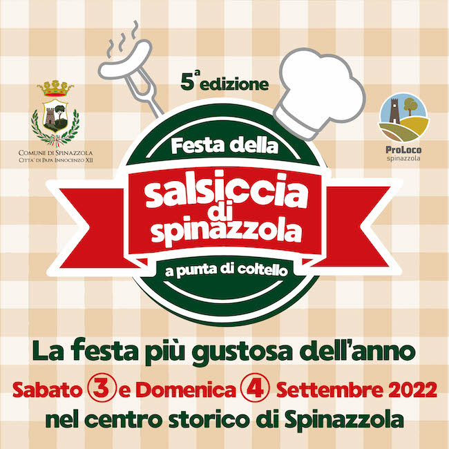 “Festa della Salsiccia a punta di coltello”, il 3 e 4 settembre a Spinazzola