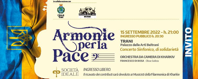 Trani, “Armonie per la Pace”:  il 15 settembre concerto dell’Orchestra Sinfonica di Kharkiv