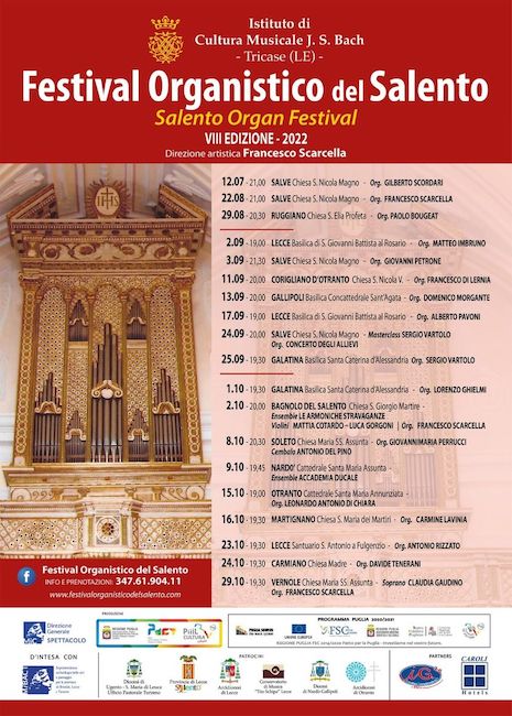 Festival Organistico del Salento, il 2 settembre appuntamento  a Lecce