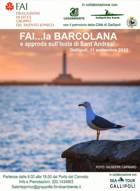 Gallipoli, “FAI….la BARCOLANA” e approda sull’Isola di Sant’Andrea Gallipoli, “FAI….la BARCOLANA” e approda sull’Isola di Sant’Andrea